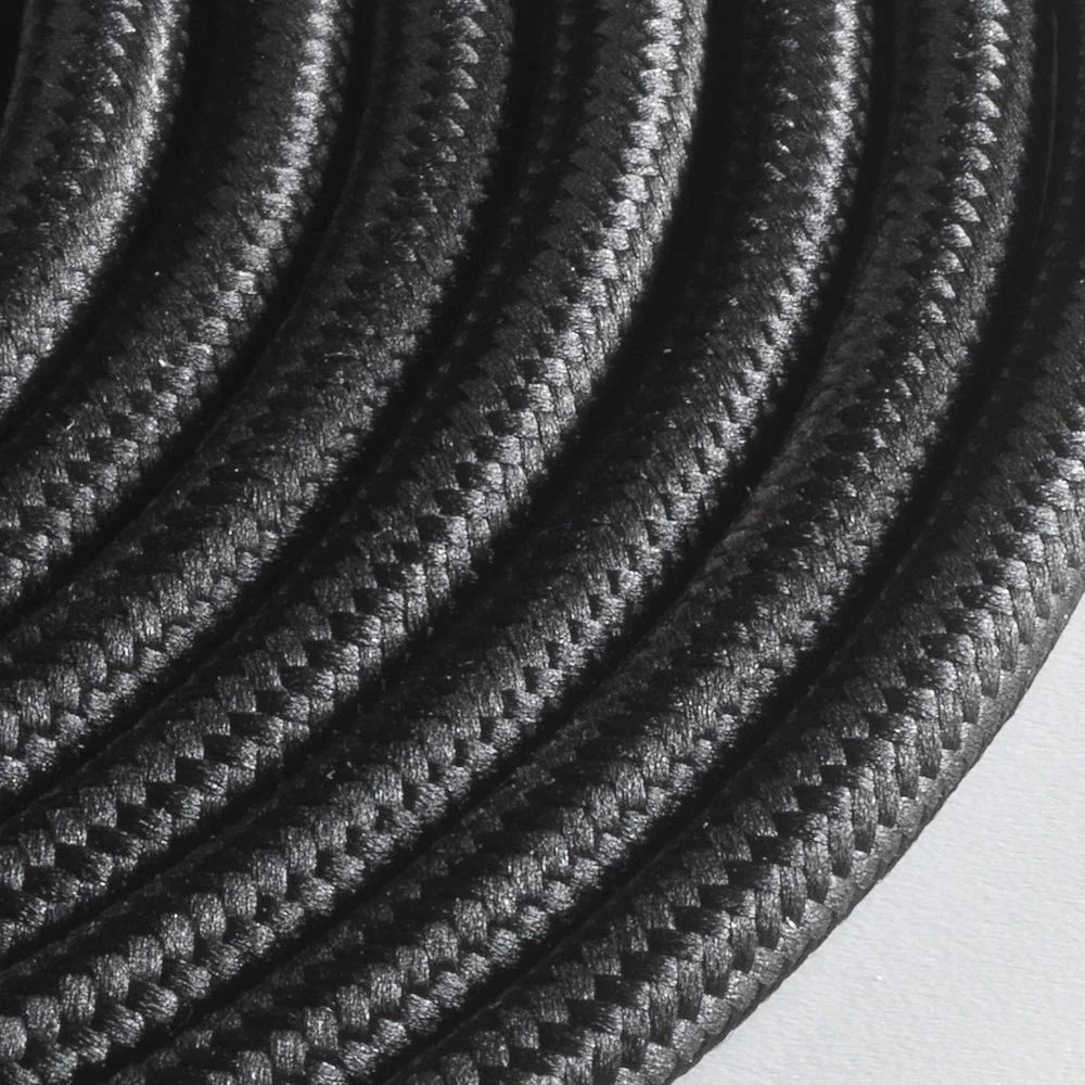 کابل پارچه ای گرد سبک Klartext برای روشنایی، 3 × 0.75 میلی متر، مشکی، 10 متر. توجه: کابل اتصال زمین موجود است! حداکثر ایمنی در برابر شوک!