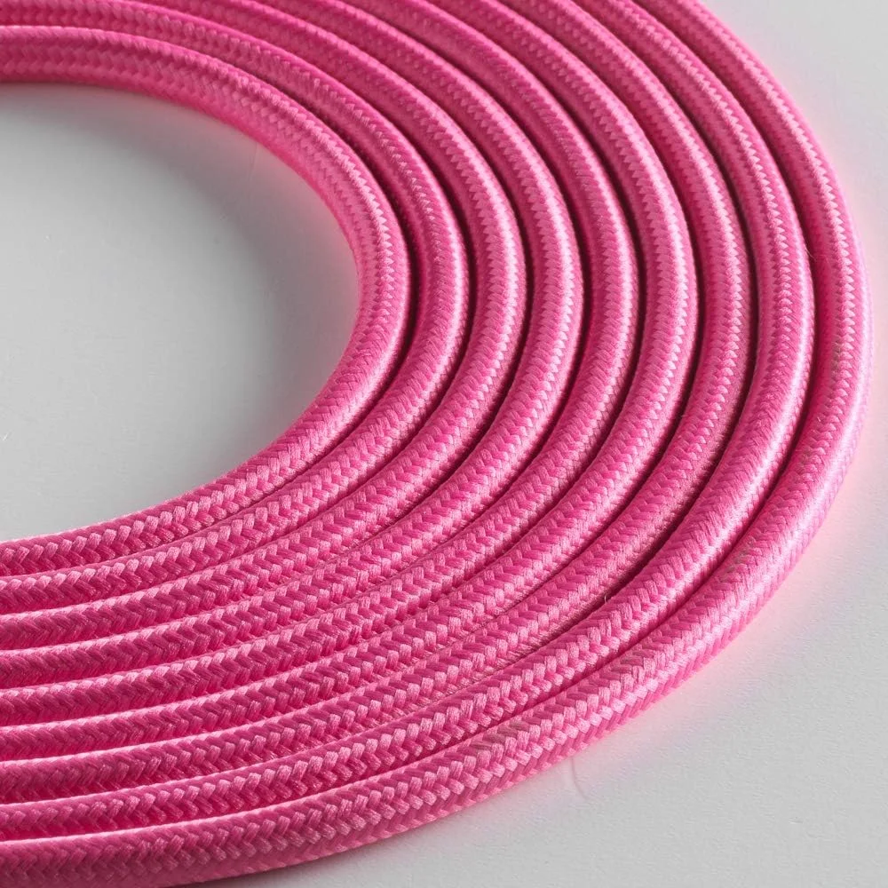 کابل پارچه ای گرد روشن Klartext برای روشنایی، 3 × 0.75 میلی متر، صورتی، 10 متر. توجه: شامل کابل ارت!