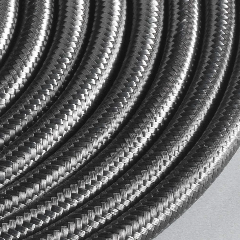 کابل پارچه‌ای گرد لایت Klartext برای روشنایی، 3 × 0.75 میلی‌متر، خاکستری آهنی، 5 متر. توجه: شامل کابل اتصال به زمین! حداکثر ایمنی ضد شوک!