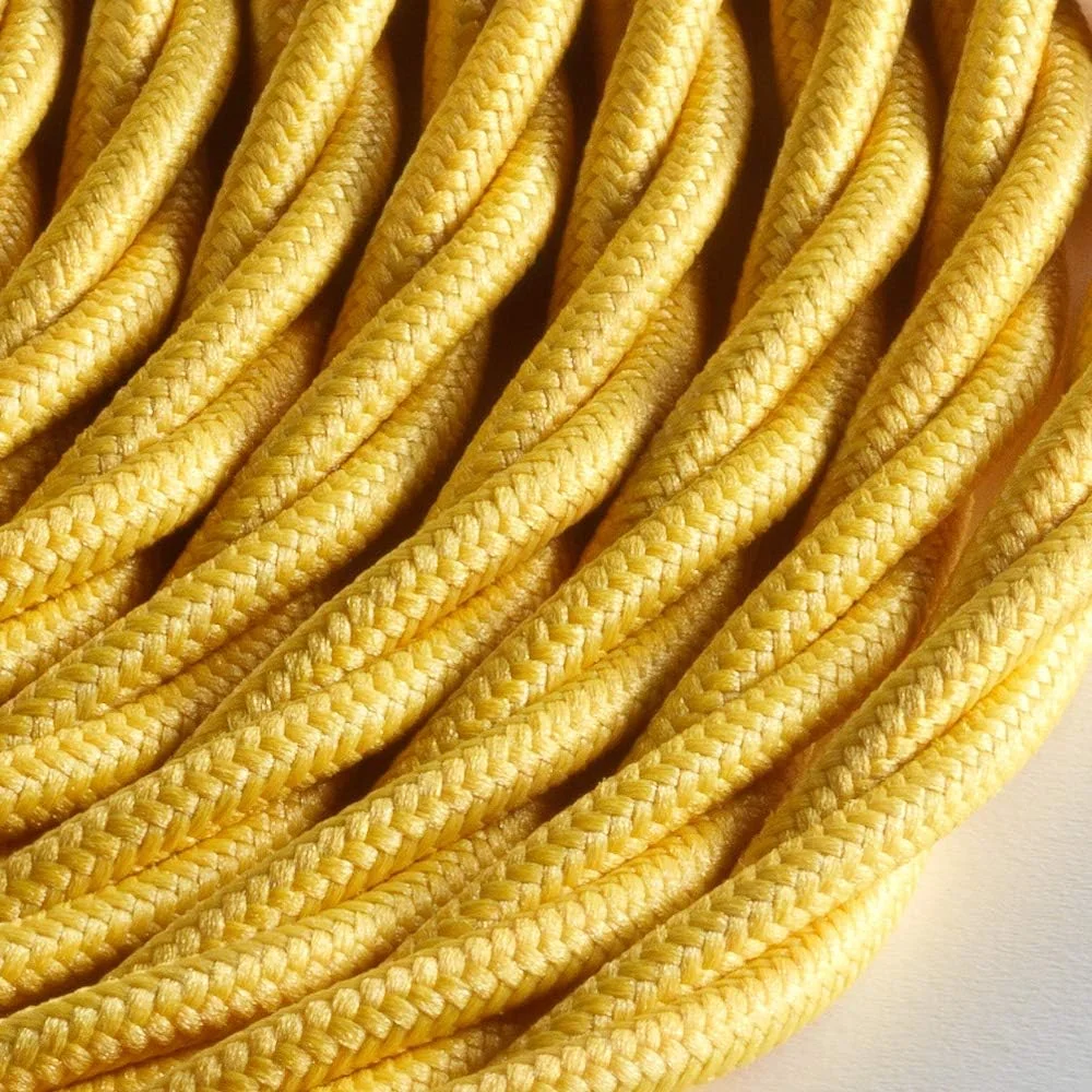 کابل پارچه ای بافته شده Klartext LUMIÈRE برای روشنایی، 3 x 0.75 میلی متر، زرد، 5 متر. توجه: شامل کابل ارت! حداکثر ایمنی ضد شوک!