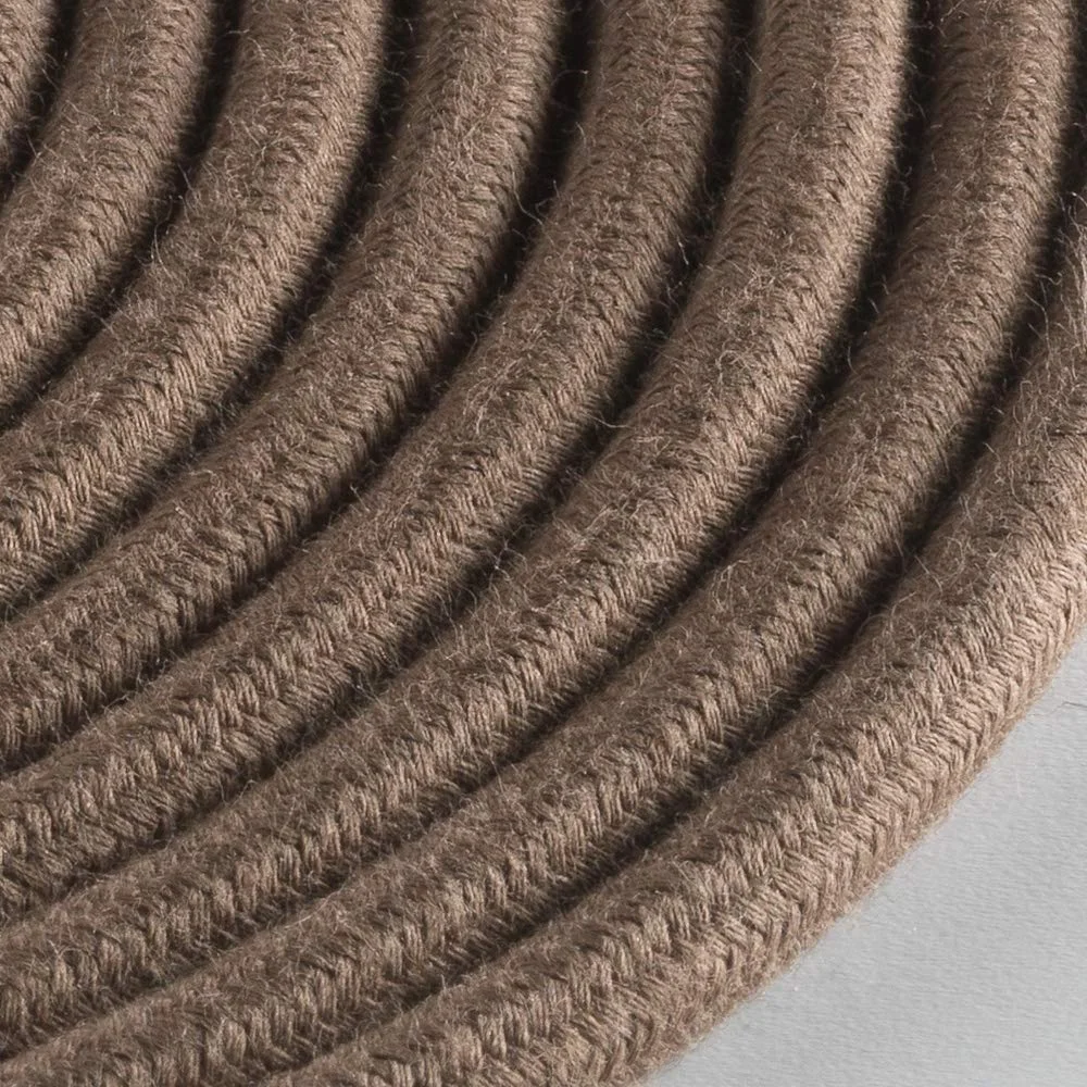 کابل پارچه ای گرد روشن Klartext برای روشنایی، 3 × 0.75 میلی متر، پنبه ای قهوه ای، 3 متر. هشدار: کابل ارت موجود است! حداکثر ایمنی ضد شوک!