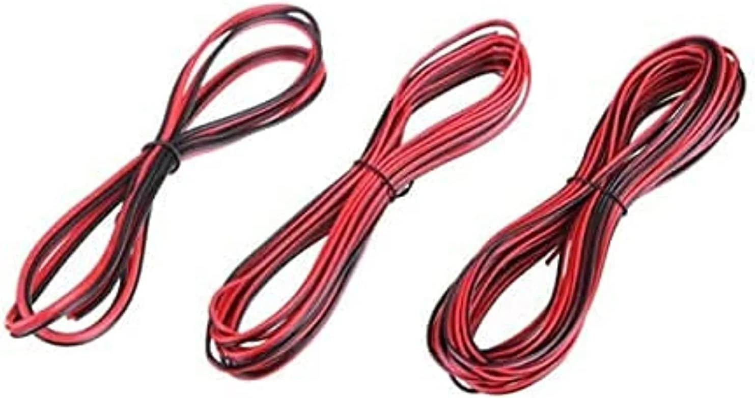 سیم کابل افزایشی عباسعلی 20 متری برای نوارهای ال ای دی، سیم برق حرفه ای مشکی قرمز