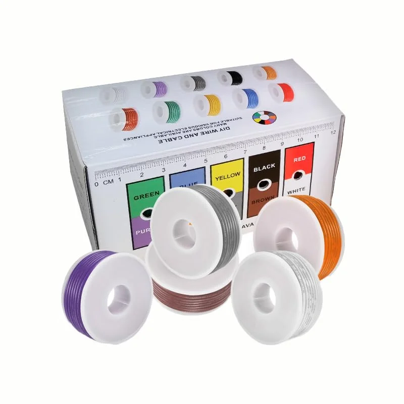 سیم مفتولی 22 AWG با هسته جامد، 5 رنگ - 5 متر سیم اتصال برای برد بورد، آردوینو، الکترونیک - عایق PVC (OD: 1.60mm)