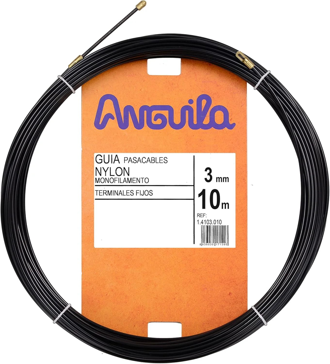 آنگویلا | راهنمای سیم | ترمینال های ثابت | تک رشته ای جامد | نایلون | مشکی | قطر 3 میلی متر | 10 متر