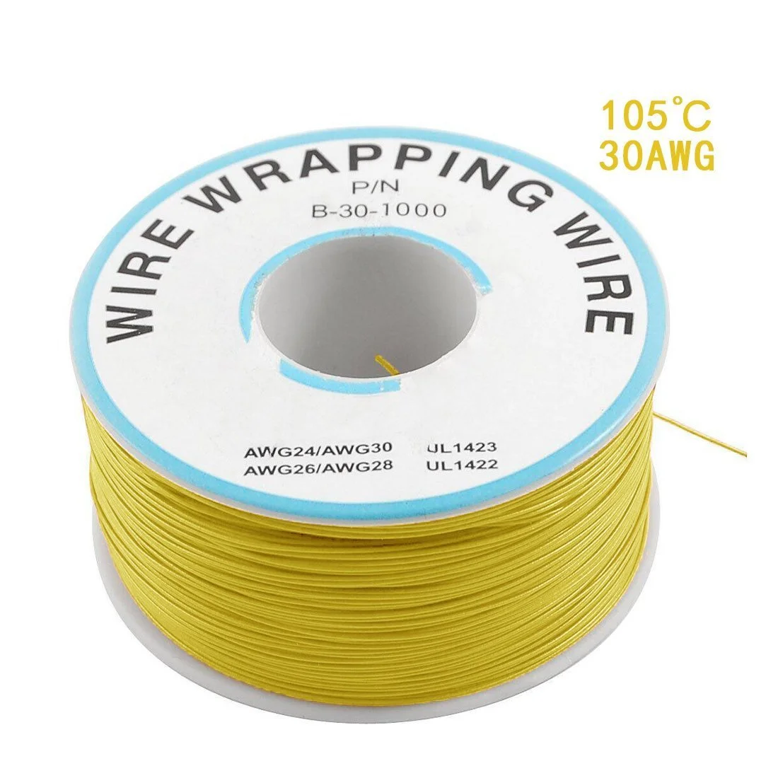 سیم مسی قلع اندود شده بردبورد 30AWG با هسته جامد برای تعمیرات PCB، طول 200 متر، زرد