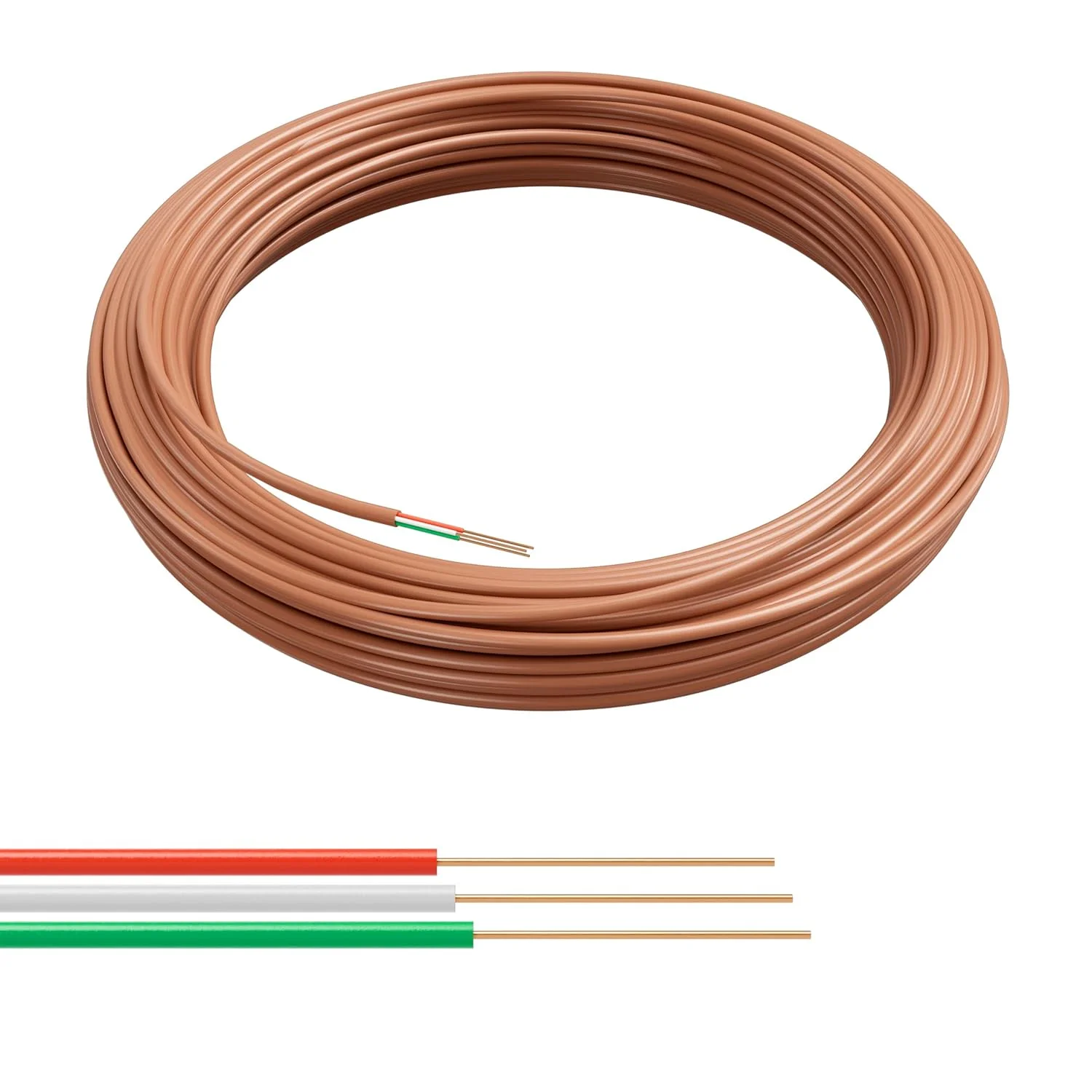 سیم ترموستات THE CIMPLE CO 18/3 - قهوه ای - مس جامد گیج 18، 3 رسانا - CL2 (دارای لیست UL) CMR Riser Rated (CL3) - دارای رتبه بندی مسکونی، تجاری و صنعتی - 18-3، 150 فوت