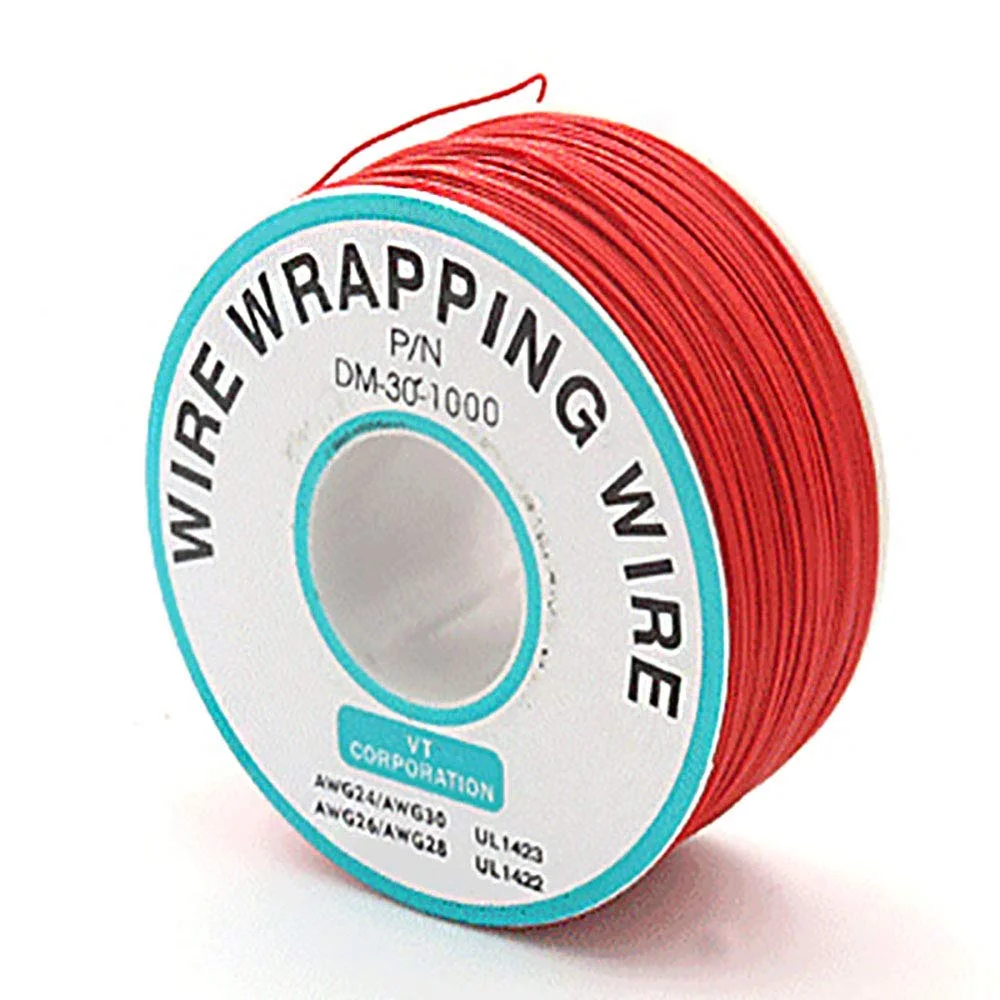 کابل عایق رنگی 250 متری قرمز، کابل مسی قلع اندود جامد 30AWG 0.25 میلی متر برای سیم پیچ تست الکترونیکی لپ تاپ
