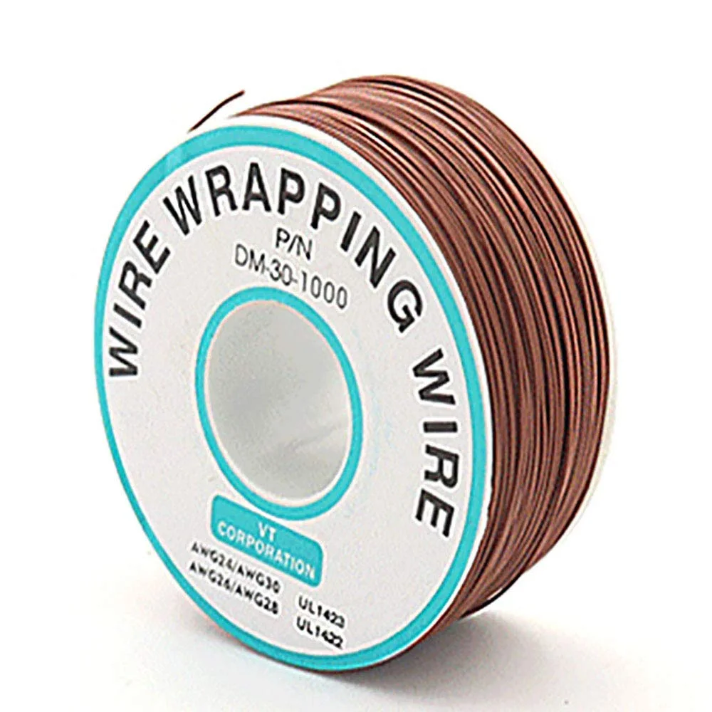 کابل عایق رنگی قهوه ای 250 متری، کابل سیم پیچی تست، کابل مسی قلع اندود جامد 30AWG 0.25 میلی متر برای سیم پیچی تست الکترونیکی لپ تاپ