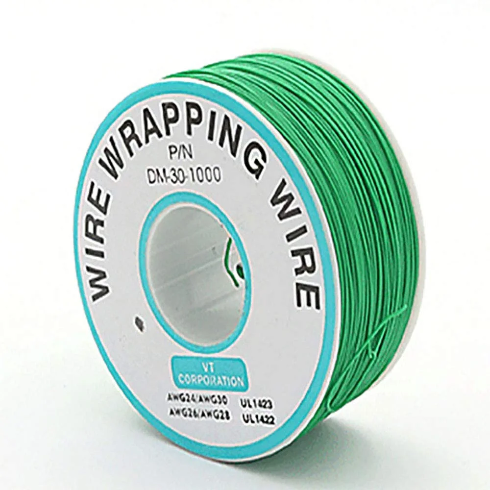 کابل عایق رنگی 250 متری سبز، کابل سیم‌پیچی تست، کابل مسی قلع اندود جامد 30AWG 0.25mm برای سیم‌پیچی تست الکترونیکی لپ‌تاپ