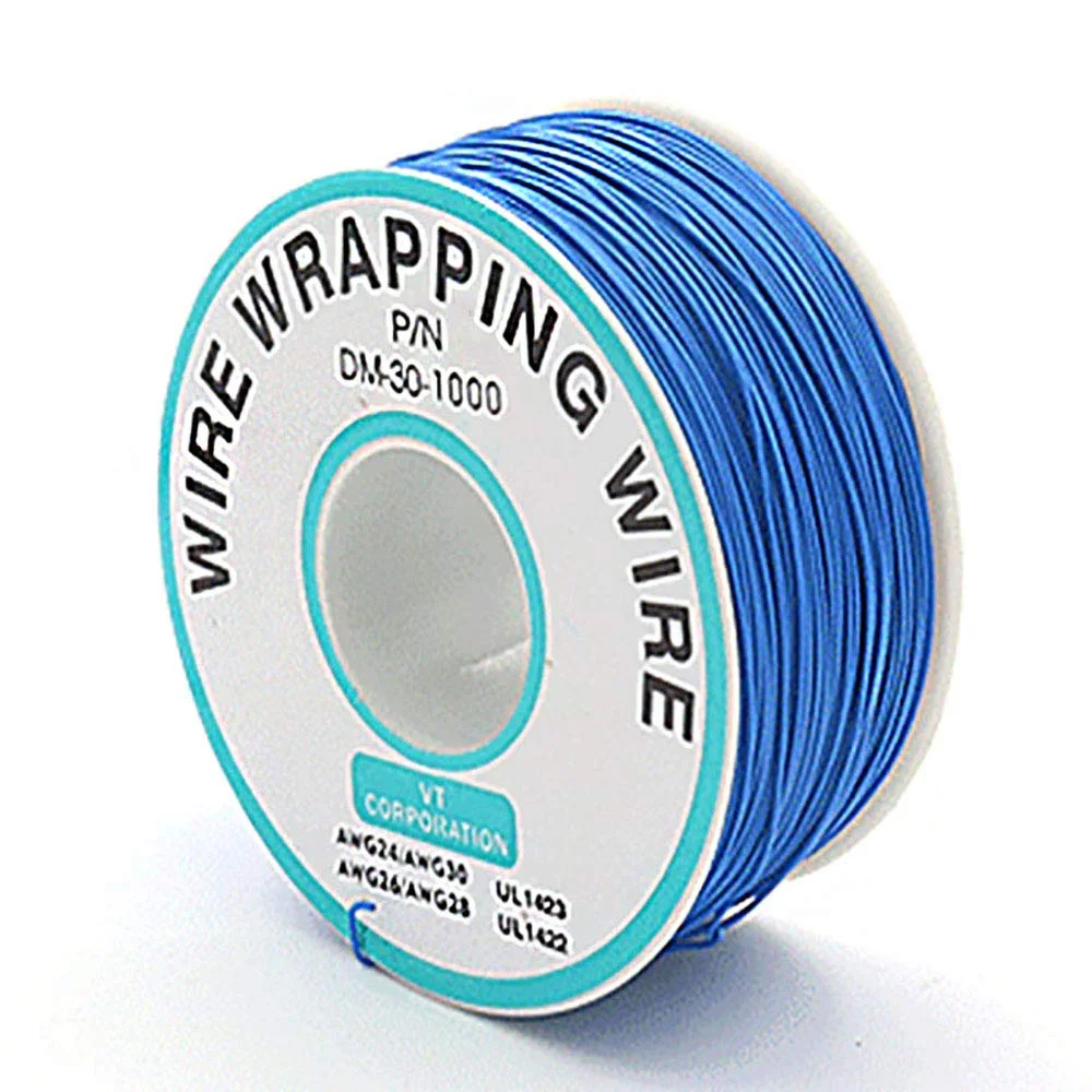 کابل عایق رنگی آبی 250 متری، کابل سیم پیچی تست، کابل مسی قلع اندود جامد 30AWG 0.25 میلی متر برای سیم لپ تاپ و سیم پیچی تست الکترونیکی