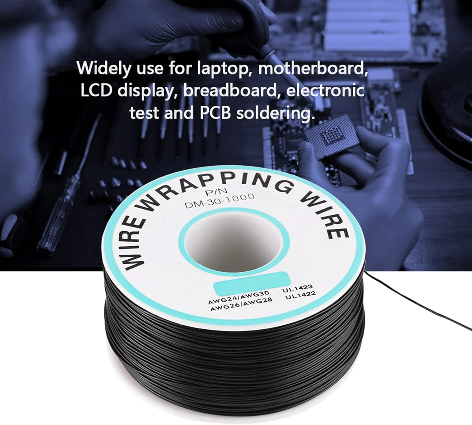 سیم مسی رسانا، سیم هسته ای 0.25 میلی متری، کابل تک سیمه 30 AWG، طول 250 متر، مشکی