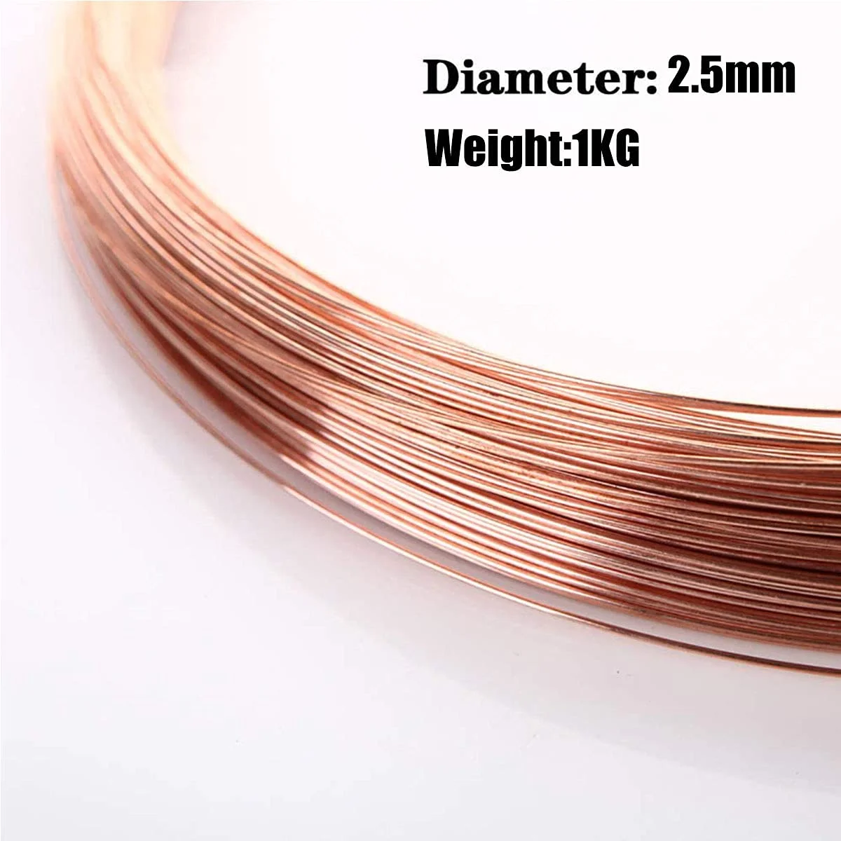سیم مسی جامد 1 کیلوگرمی، سیم مسی رسانا T2 برای ساخت صنایع دستی و جواهرات، قطر 2.5 میلی متر