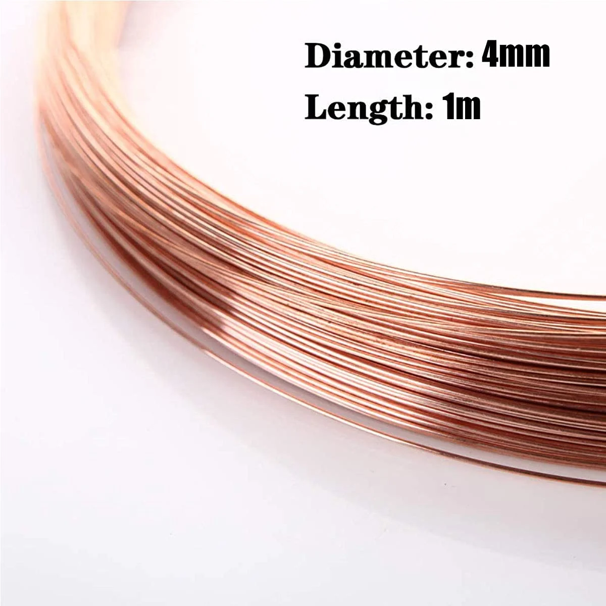 سیم مسی جامد یک متری، سیم مسی رسانا T2 مناسب برای ساخت صنایع دستی و جواهرات، قطر 4 میلی متر