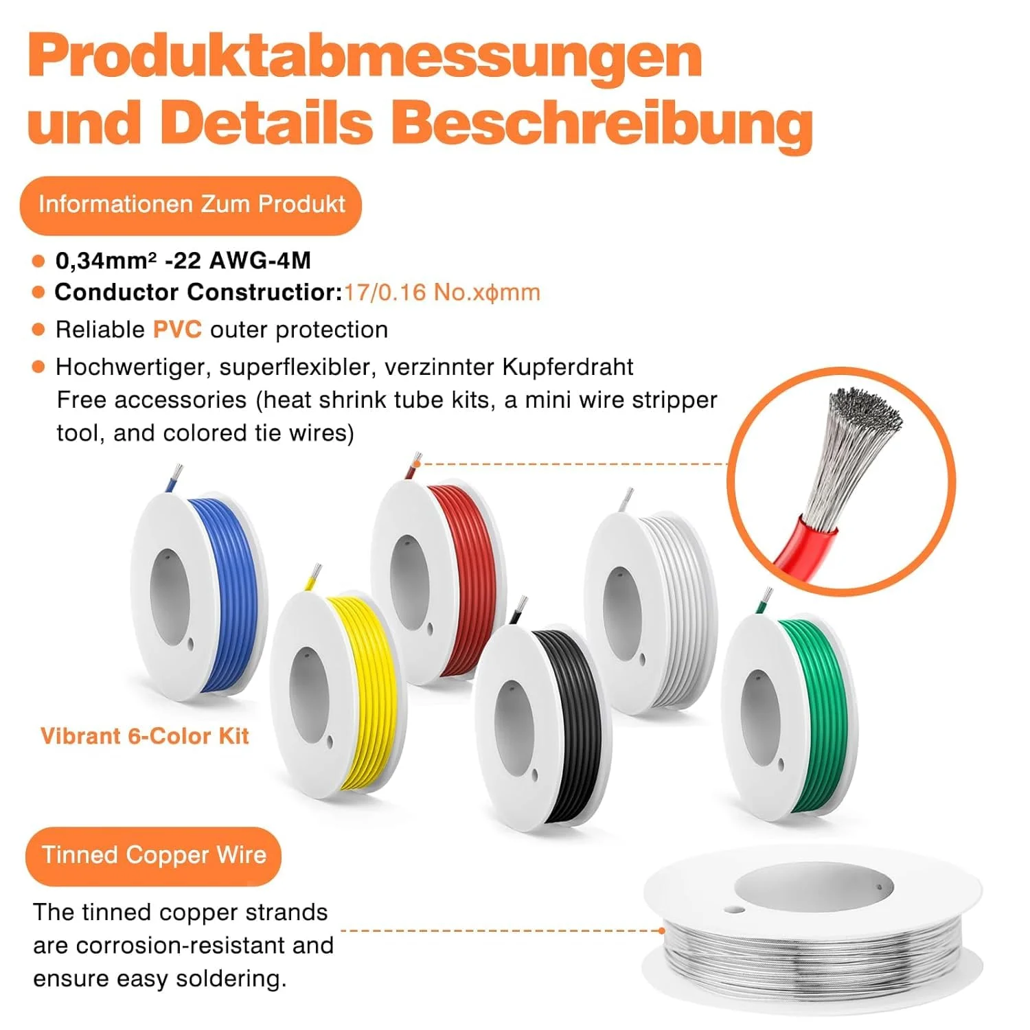 سیم برق زودازوکا 6 رنگ 4 متری/13 فوت هر رنگ 22 AWG PVC، سیم برق 0.34 میلی متر مربع، سیم های مسی قلع اندود (OD: 1.6 میلی متر)، سیم رشته ای - برای الکترونیک، پروژه های DIY، سیم کشی خودرو سیم برق زودازوکا 6 رنگ 4 متری/13 فوت هر رنگ 22 AWG PVC، سیم برق 0.34 میلی متر مربع، سیم های مسی قلع اندود (OD: 1.6 میلی متر)، سیم رشته ای - برای الکترونیک، پروژه های DIY، سیم کشی خودرو