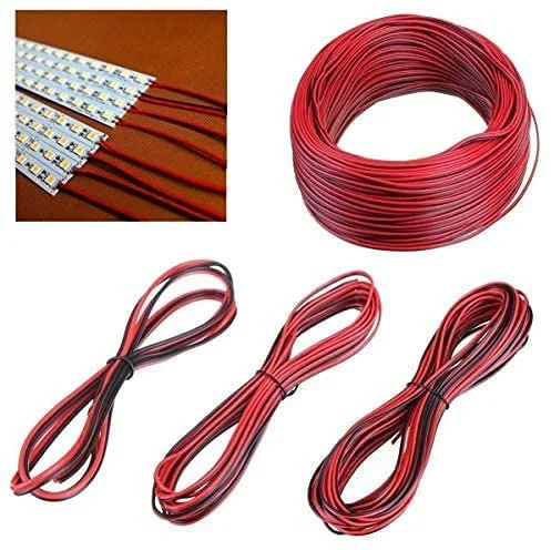 کابل 2 رشته / 2 پین 0.75 میلی متر 2 رنگ قرمز و مشکی، سیم اتصال الکتریکی، سیم نوارهای LED، سیم افزایشی، سیم الکتریکی حرفه ای، سیم انعطاف پذیر، سیم روشنایی نوار LED (20 متر)