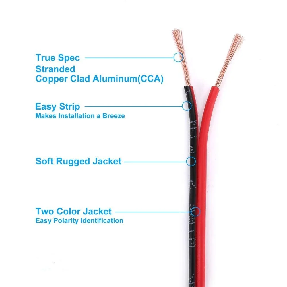 کابل 2 رشته / 2 پین 0.75 میلی متر 2 رنگ قرمز و مشکی، سیم اتصال الکتریکی، سیم نوارهای LED، سیم افزایشی، سیم الکتریکی حرفه ای، سیم انعطاف پذیر، سیم روشنایی نوار LED (20 متر)