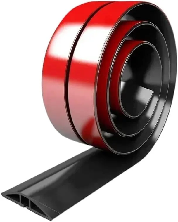 محافظ سیم برق چسبی کف زمین، محافظ کانال سیم کشی، شیار کابل برق، مدیریت مرتب سازی کابل، سیم سیلیکونی 1 متری (رنگ: مشکی D20)