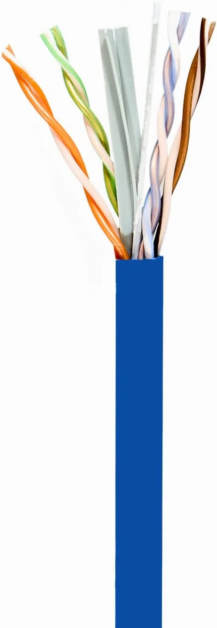 کابل شبکه Cat6e Plenum الیت اینفینیتی، 600 مگاهرتز CMP، مفتولی 23AWG UTP، 305 متر، مس خالص، دارای گواهینامه UL، جعبه Reelex II با قابلیت کشش آسان، آبی