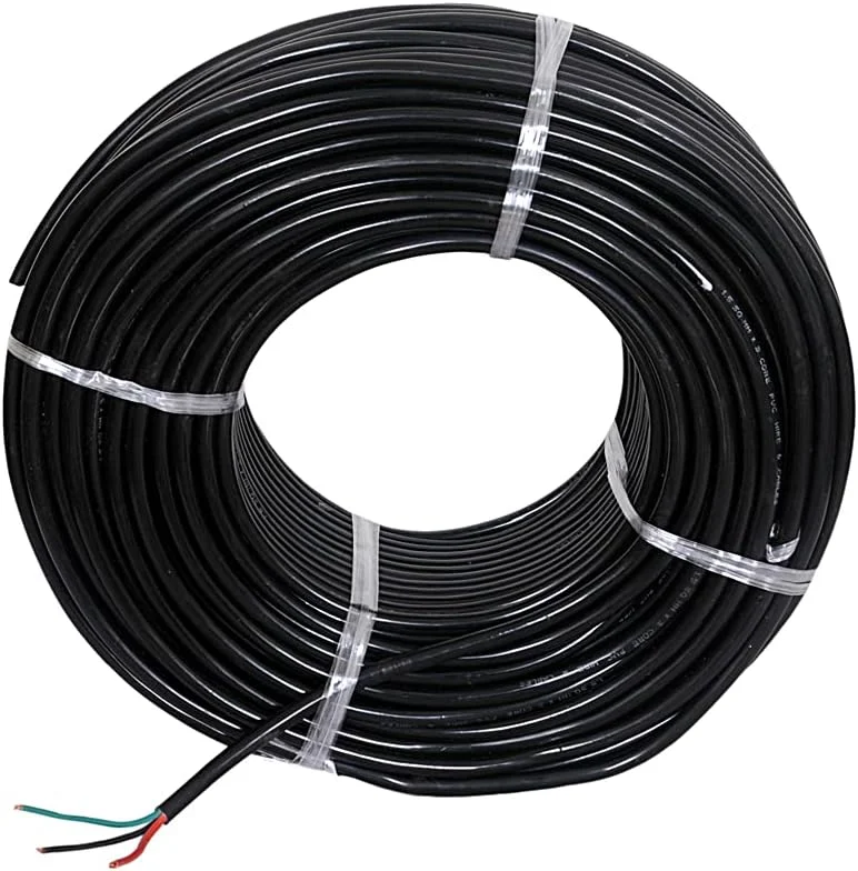 سیم و کابل برق انعطاف پذیر 3 هسته ای 0.5 میلی متری با عایق PVC و FR، طول 45 متر، سیم های مسی برای سیم کشی برق خانگی و صنعتی (مشکی)