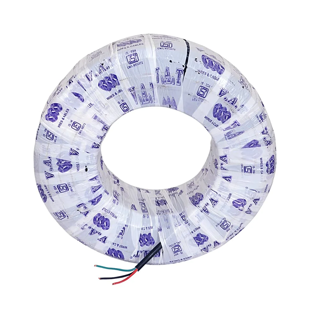 سیم و کابل مسی انعطاف پذیر 3 هسته ای با عایق PVC و FR برای سیم کشی برق خانگی و صنعتی، سیم برق (مشکی) (20 متر، 1 میلی متر)