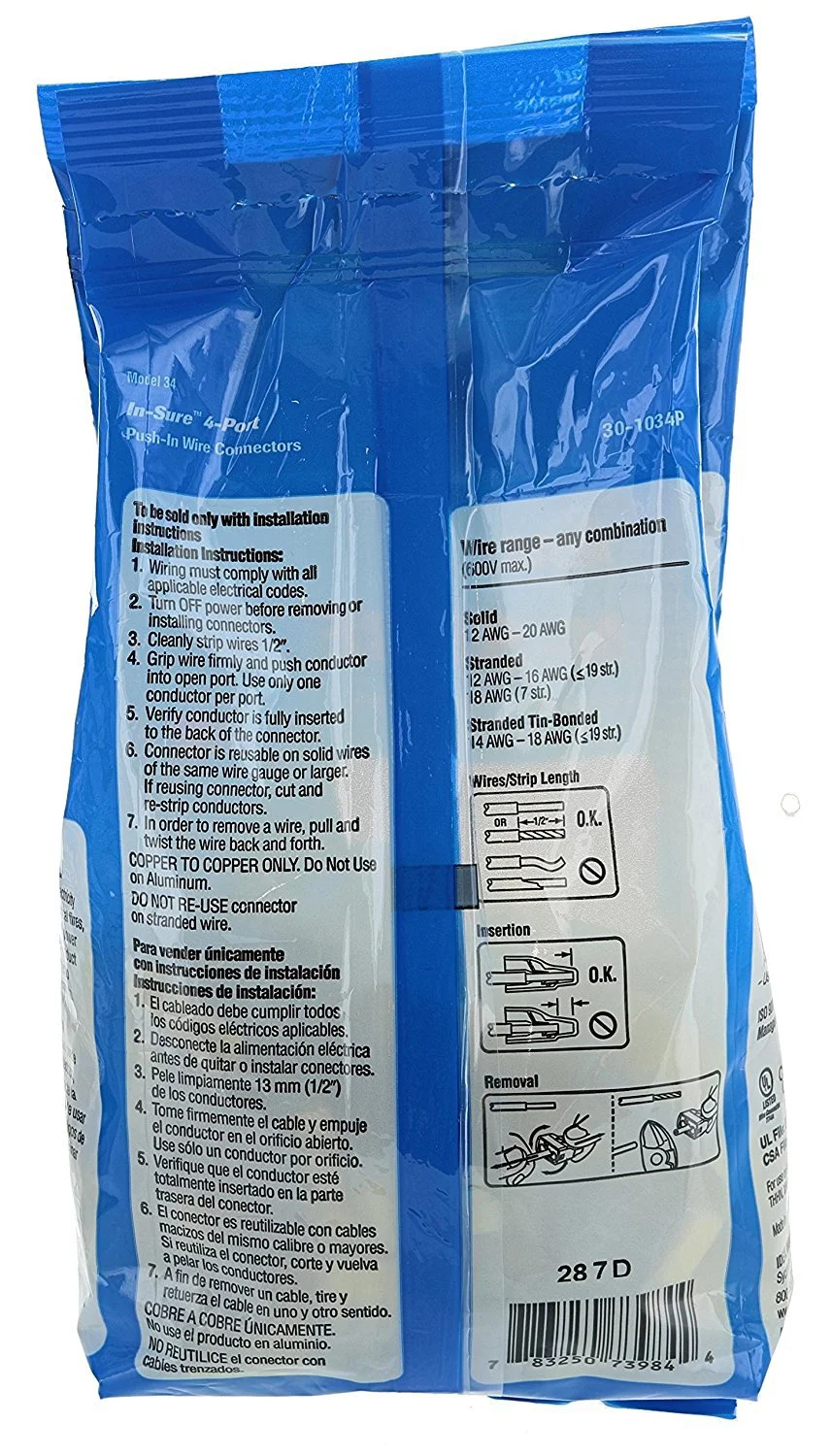 اتصال دهنده 4 پورت زرد غیر چرخشی مدل Ideal In-Sure 30-1034P برای سیم های مفتولی، افشان و قلع اندود (بسته 100 عددی)