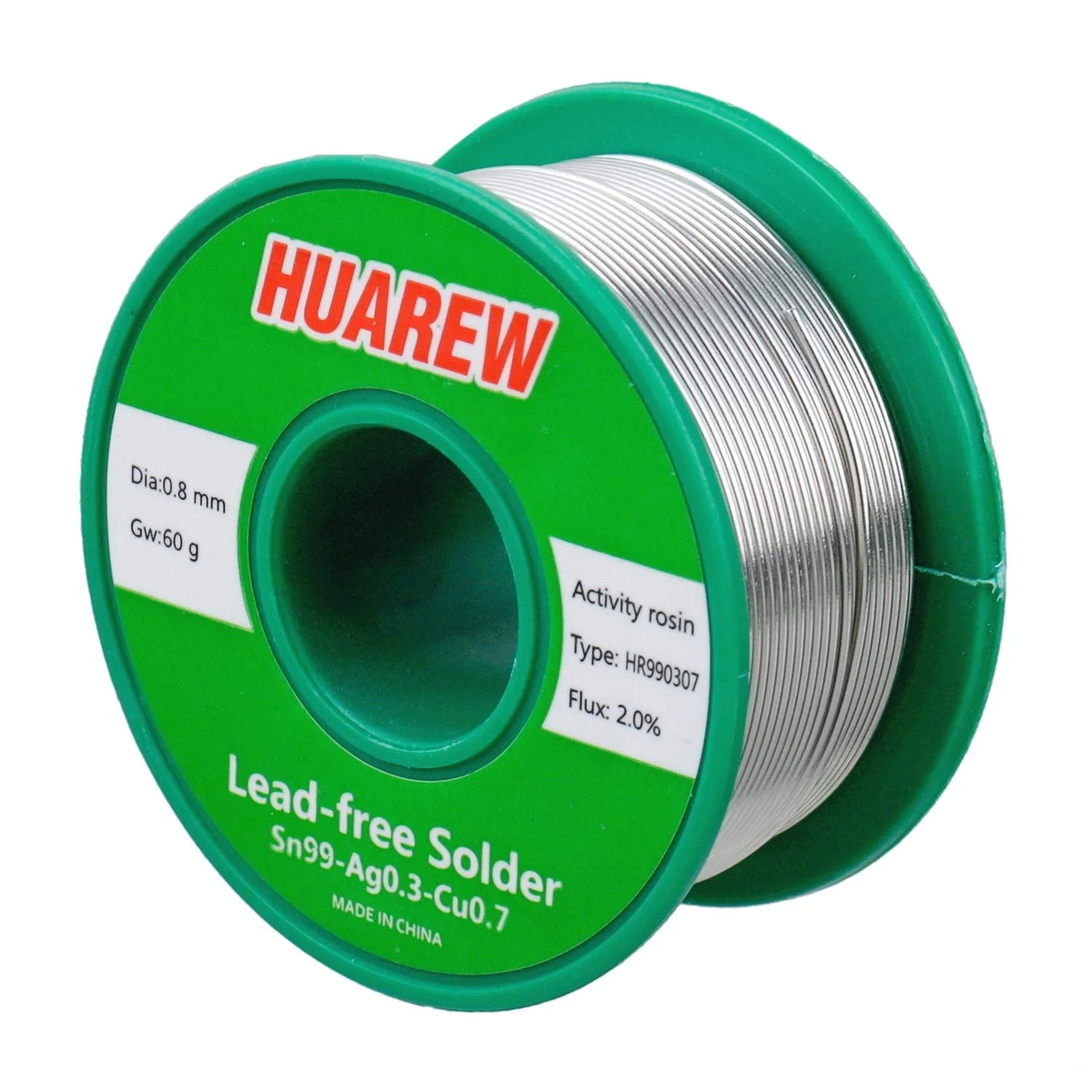 سیم لحیم بدون سرب HUAREW HR990307 با هسته رزینی (0.8 میلی متر، 60 گرم) سیم لحیم بدون سرب HUAREW HR990307 با هسته رزینی (0.8 میلی متر، 60 گرم)