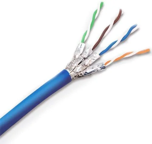 کابل شبکه Cat8 روکش Plenum شیلددار (CMP) اینفینیتی، 40 گیگابیت بر ثانیه، 2000 مگاهرتز، S/FTP 22AWG، مس خالص، عملکرد بالا در PoE، دارای گواهینامه UL و تاییدیه ETL (آبی، 305 متر)