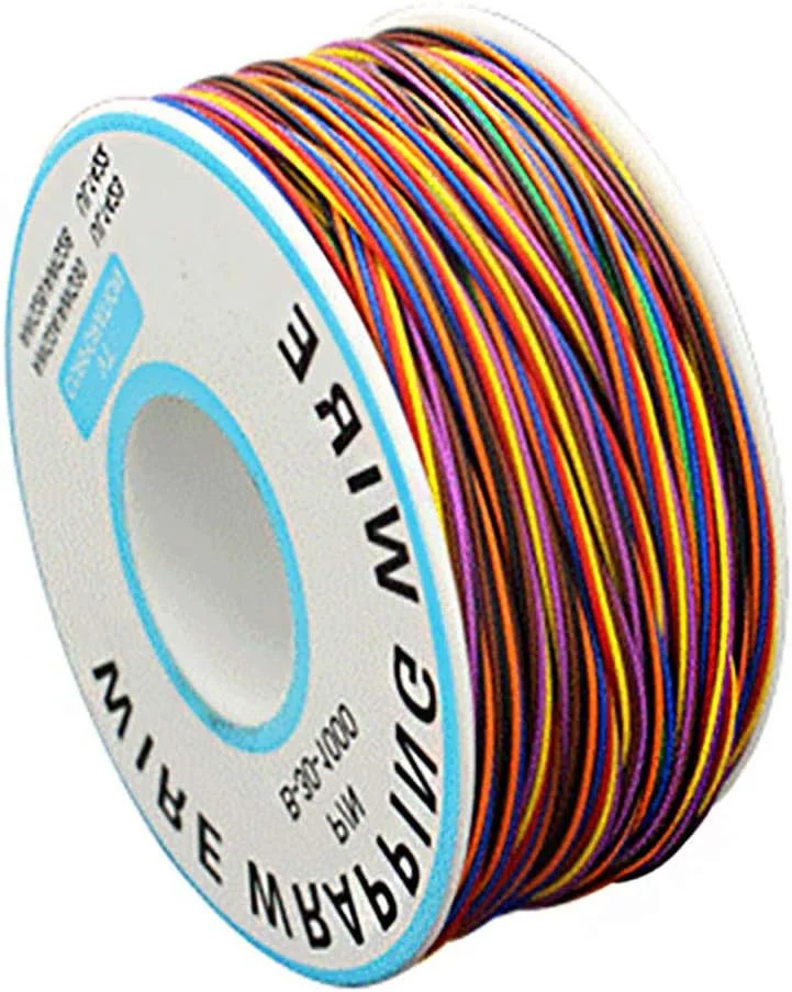 سیم عایق تست روکش کابل 250 متری 30AWG سیم مسی قلع اندود جامد سیم برق برای لپ تاپ سیم روکش تست الکترونیکی