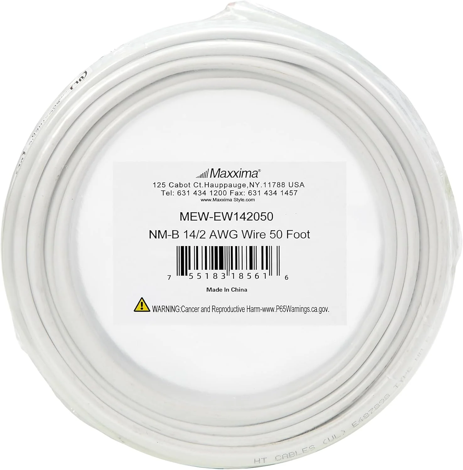 سیم برق سفید 14/2 مفتولی مسی Maxxima، کابل روکش دار غیر فلزی، 600 ولت، سیم کشی مسکونی، مدارهای انشعاب برای روشنایی تک قطبی، پریزها و کلیدها، 15 متر سیم برق سفید 14/2 مفتولی مسی Maxxima، کابل روکش دار غیر فلزی، 600 ولت، سیم کشی مسکونی، مدارهای انشعاب برای روشنایی تک قطبی، پریزها و کلیدها، 15 متر