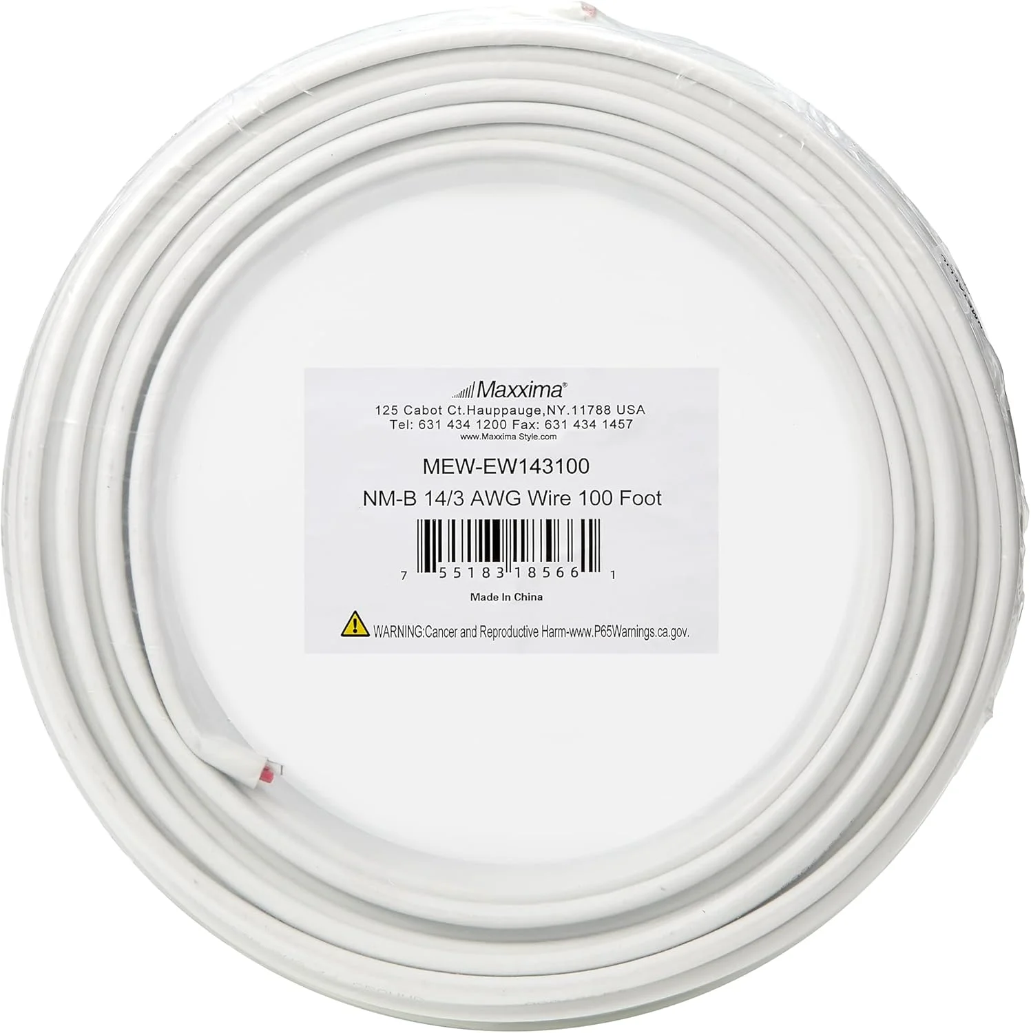 سیم برق مسی جامد ماکسیما 14/3 سفید NM-B، کابل روکش دار غیر فلزی، 600 ولت، سیم کشی مسکونی، مدارهای انشعاب برای روشنایی تک قطبی، پریزها و کلیدها، 30 متر سیم برق مسی جامد ماکسیما 14/3 سفید NM-B، کابل روکش دار غیر فلزی، 600 ولت، سیم کشی مسکونی، مدارهای انشعاب برای روشنایی تک قطبی، پریزها و کلیدها، 30 متر