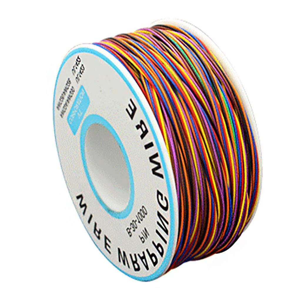 کابل عایق رنگی 250 متری، کابل مسی قلع اندود جامد 30AWG 0.25 میلی متری برای سیم پیچ لپ تاپ و تست الکترونیکی کابل عایق رنگی 250 متری، کابل مسی قلع اندود جامد 30AWG 0.25 میلی متری برای سیم پیچ لپ تاپ و تست الکترونیکی
