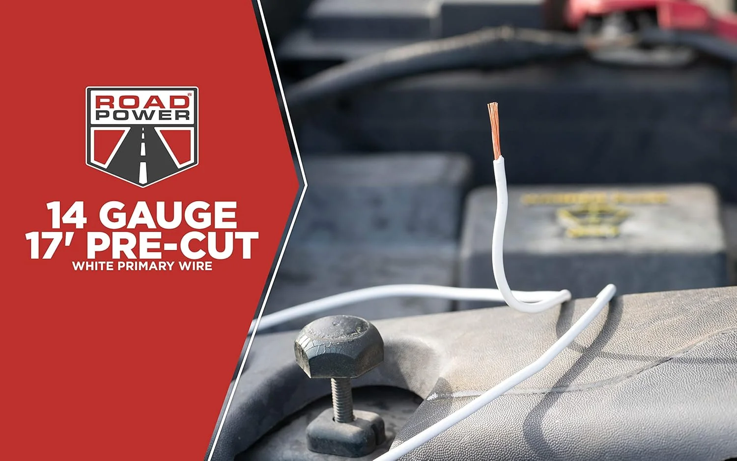 سیم مسی خودرویی Road Power 55669033، گیج 14، سفید، 17 فوت