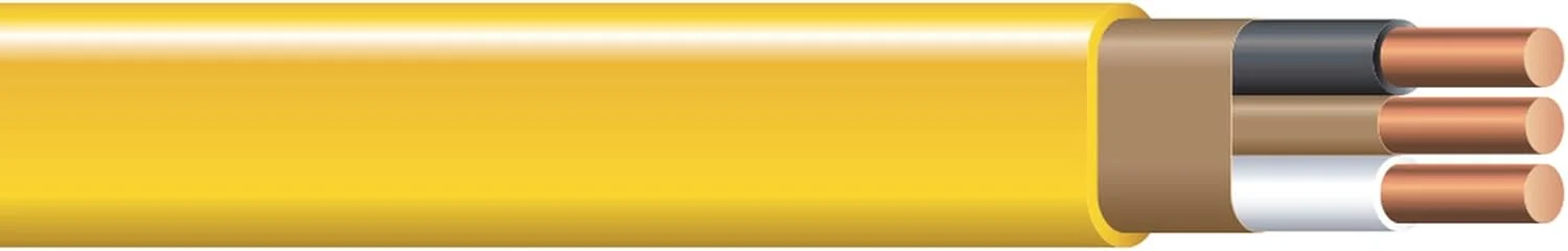 سیم برق ساختمانی 30 متری 12/2 با سیم ارت Southwire Romex مدل SIMpull، زرد سیم برق ساختمانی 30 متری 12/2 با سیم ارت Southwire Romex مدل SIMpull، زرد