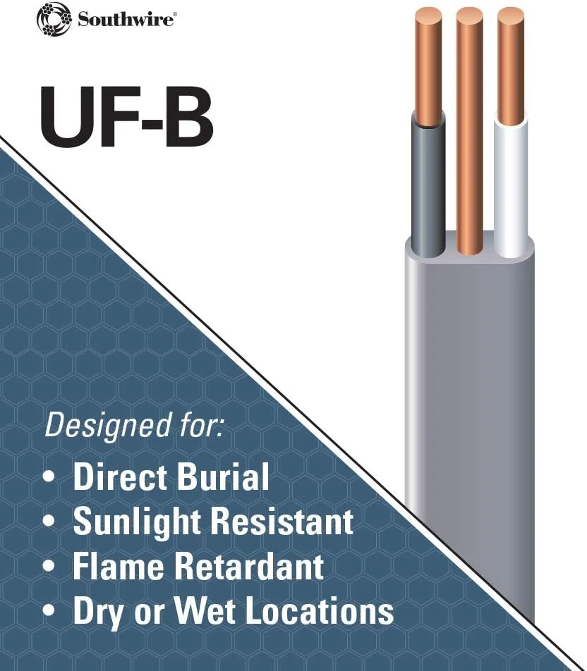 سیم مفتولی زیرزمینی Southwire 13055921 به طول 25 فوت، سایز 12/2، خاکستری، CU UF-B به همراه سیم ارت سیم مفتولی زیرزمینی Southwire 13055921 به طول 25 فوت، سایز 12/2، خاکستری، CU UF-B به همراه سیم ارت