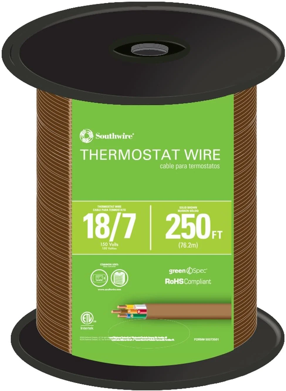 سیم ترموستات جامد مسی قهوه ای Southwire 64170444 به طول 250 فوت، 18/7 سیم ترموستات جامد مسی قهوه ای Southwire 64170444 به طول 250 فوت، 18/7