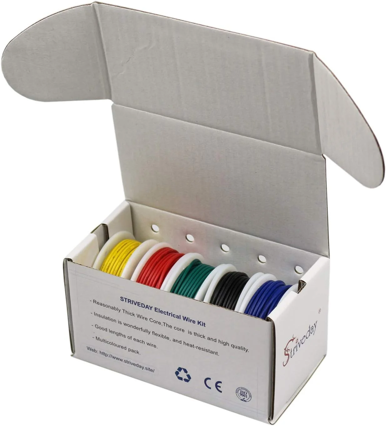 سیم افشان 18 AWG با روکش قلع Striveday™، سیم مسی 18 گیج، کابل های 300 ولت، سیم الکترونیکی رشته ای، مناسب برای پروژه های الکتریکی و DIY - جعبه 1 سیم افشان 18 AWG با روکش قلع Striveday™، سیم مسی 18 گیج، کابل های 300 ولت، سیم الکترونیکی رشته ای، مناسب برای پروژه های الکتریکی و DIY - جعبه 1