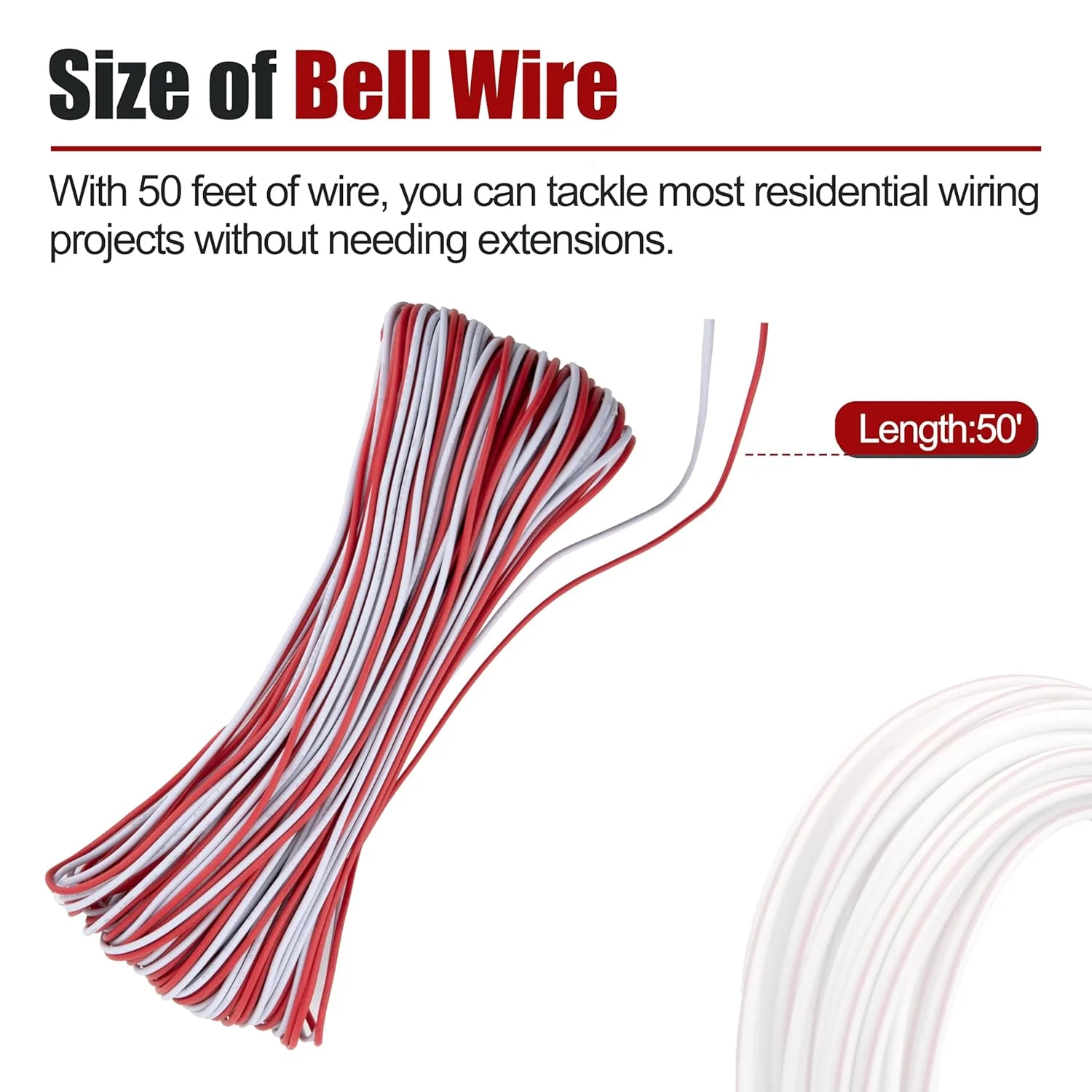 سیم زنگ 24/2 AWG، سیم درب گاراژ، 15 متر، مناسب برای زنگ در، اینترکام، کنترل ترموستات، دزدگیر سیم زنگ 24/2 AWG، سیم درب گاراژ، 15 متر، مناسب برای زنگ در، اینترکام، کنترل ترموستات، دزدگیر