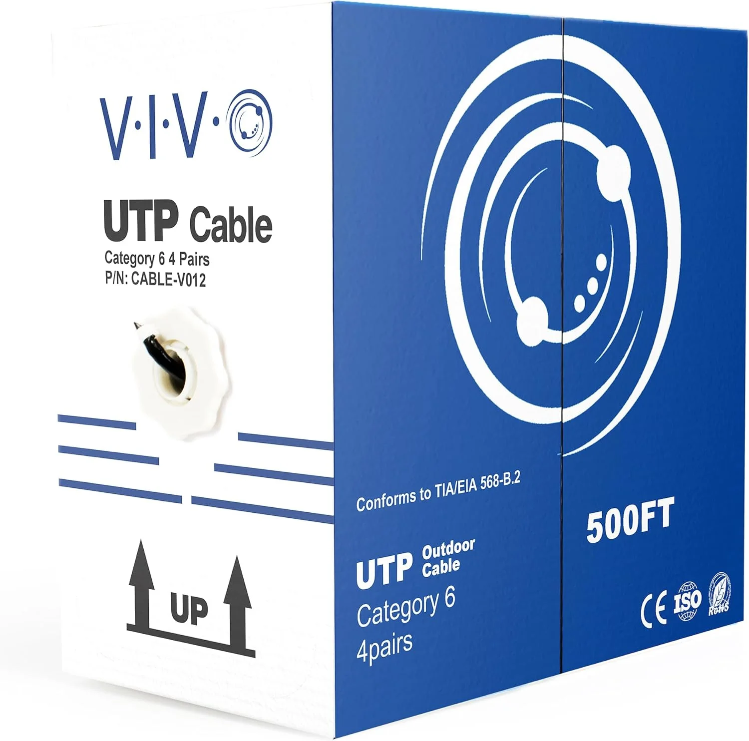 کابل اترنت Cat6 مشکی VIVO، طول 152 متر، سیم 23 AWG، ضد آب، مناسب فضای باز، دفن مستقیم/زیرزمینی (CABLE-V012) کابل اترنت Cat6 مشکی VIVO، طول 152 متر، سیم 23 AWG، ضد آب، مناسب فضای باز، دفن مستقیم/زیرزمینی (CABLE-V012)