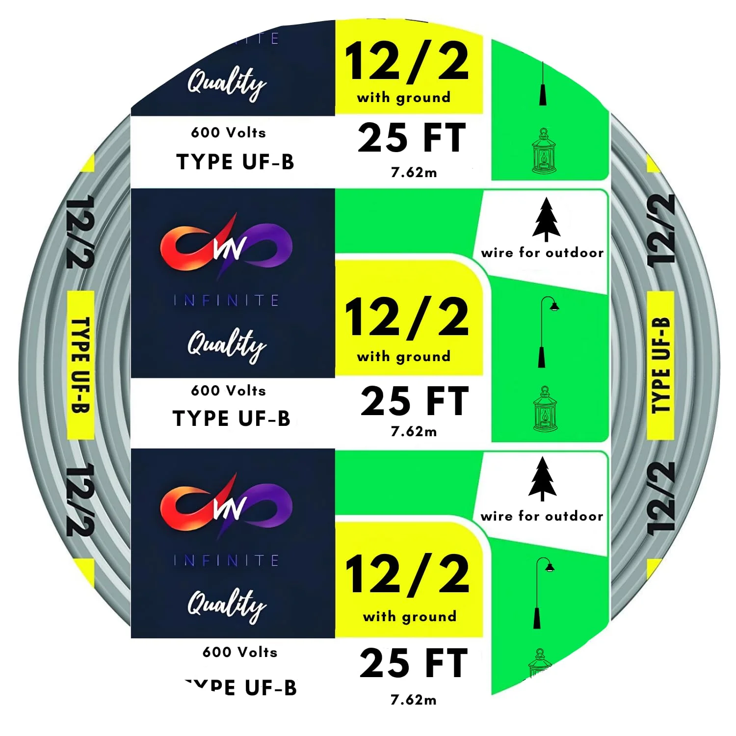 سیم برق زیرزمینی 12/2 UF-B خاکستری مفتولی 7.6 متر سیم برق زیرزمینی 12/2 UF-B خاکستری مفتولی 7.6 متر