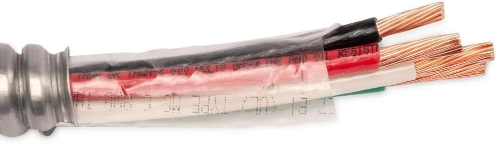 کابل روکش فلزی (MC) Wirenco سایز 8/3 با سیم ارت، زره آلومینیومی، هادی مسی رشته ای (برش 22.8 متری) کابل روکش فلزی (MC) Wirenco سایز 8/3 با سیم ارت، زره آلومینیومی، هادی مسی رشته ای (برش 22.8 متری)