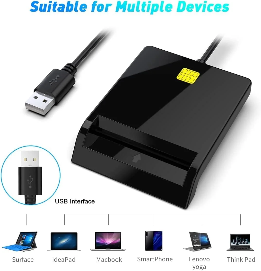 کارت خوان هوشمند USB Azonee برای کارت های بانکی، سیم کارت، چیپ و کارت های IC و CAC - سازگار با ویندوز، لینوکس، مک OS 10.5 و بالاتر کارت خوان هوشمند USB Azonee برای کارت های بانکی، سیم کارت، چیپ و کارت های IC و CAC - سازگار با ویندوز، لینوکس، مک OS 10.5 و بالاتر