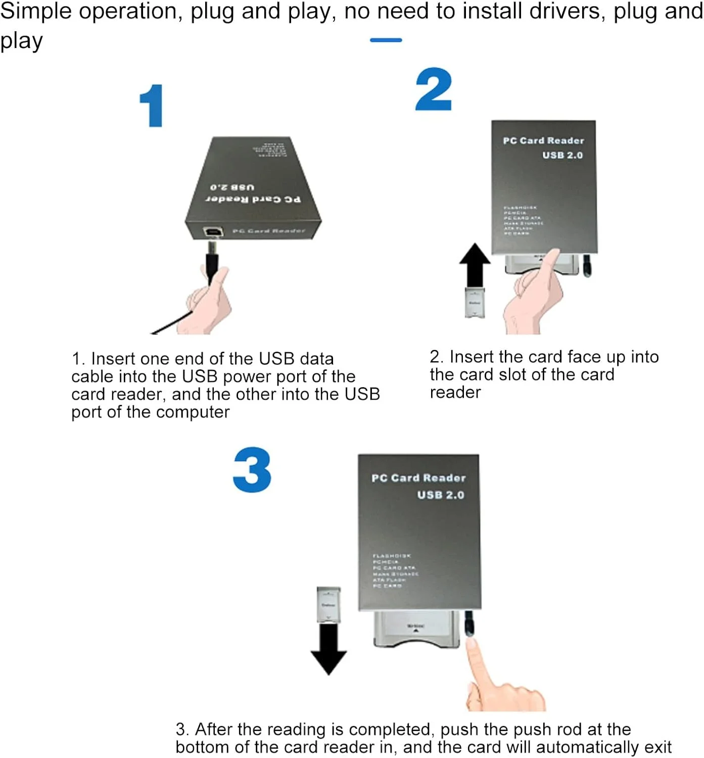 کارت خوان حافظه Bewinner ATA PCMCIA، کارت خوان USB2.0 به PCMCIA آداپتور کارت PCMCIA برای PC ATA CARD PCMCIA