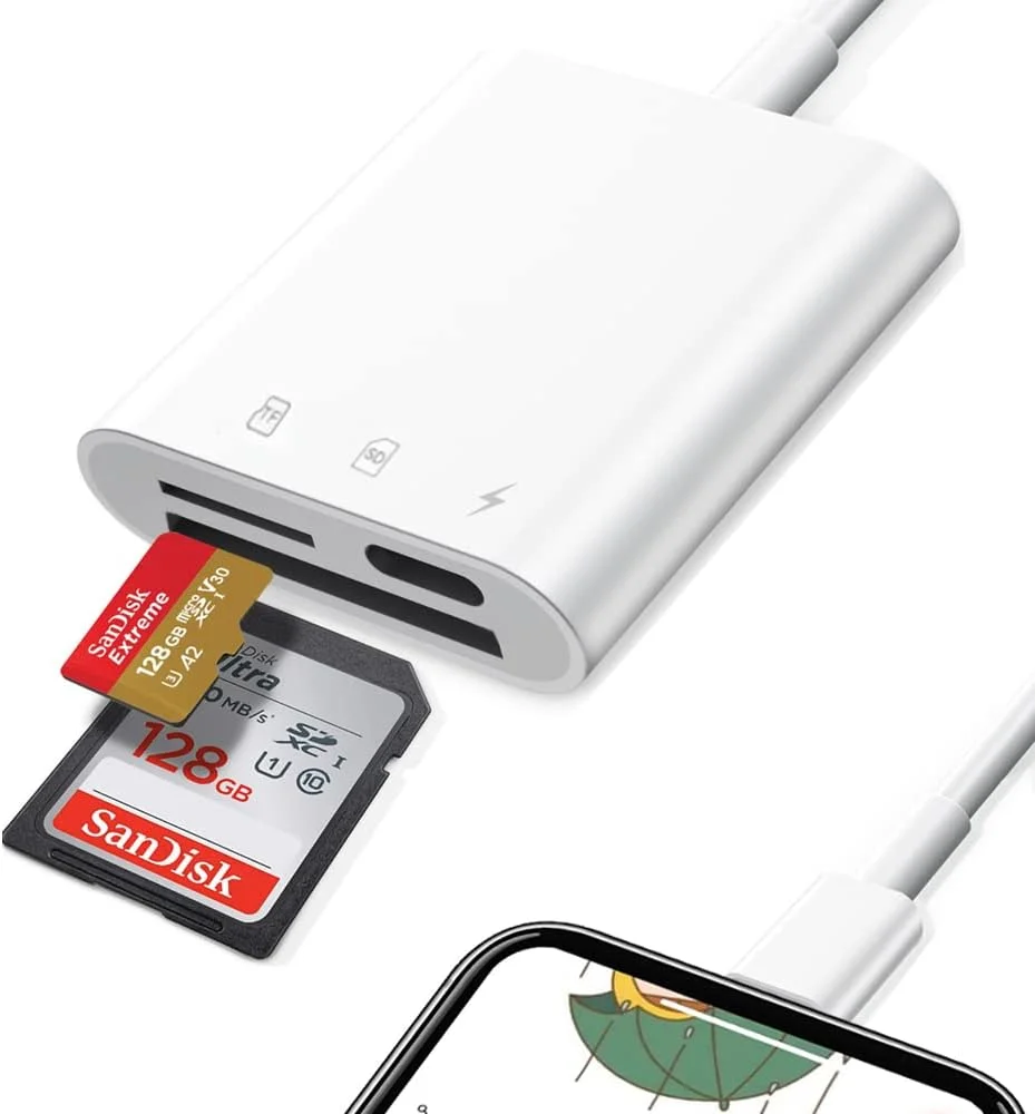 کارت خوان SD برای آیفون و آیپد، کارت خوان دوربین بازی، لوازم جانبی کارت خوان دوربین های SLR با دو درگاه، آداپتور کارت حافظه عکاسی، اتصال و پخش کارت خوان SD برای آیفون و آیپد، کارت خوان دوربین بازی، لوازم جانبی کارت خوان دوربین های SLR با دو درگاه، آداپتور کارت حافظه عکاسی، اتصال و پخش