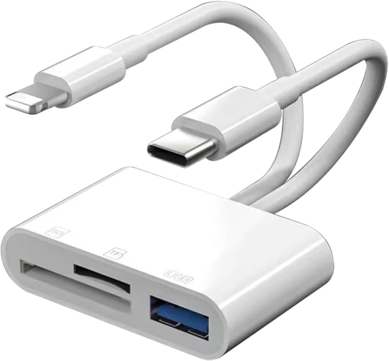 کارت خوان SD سه در یک DOKYW، آداپتور USB OTG و کارت خوان SD، USB A به لایتنینگ/Type-C، سازگار با iPhone/iPad، USB C و سایر دستگاه های تلفن همراه، سفید کارت خوان SD سه در یک DOKYW، آداپتور USB OTG و کارت خوان SD، USB A به لایتنینگ/Type-C، سازگار با iPhone/iPad، USB C و سایر دستگاه های تلفن همراه، سفید