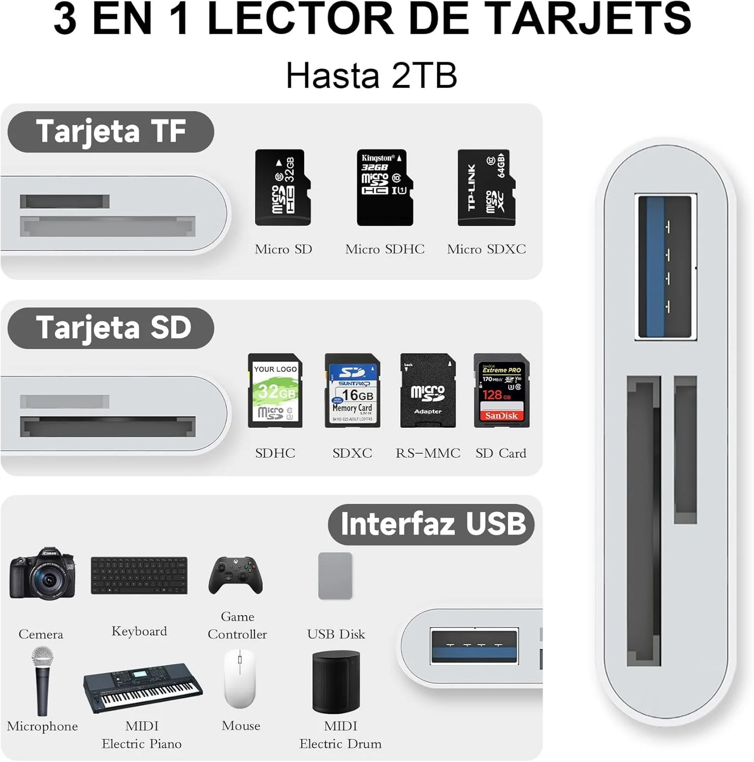 کارت خوان SD سه در یک DOKYW، آداپتور USB OTG و کارت خوان SD، USB A به لایتنینگ/Type-C، سازگار با iPhone/iPad، USB C و سایر دستگاه های تلفن همراه، سفید کارت خوان SD سه در یک DOKYW، آداپتور USB OTG و کارت خوان SD، USB A به لایتنینگ/Type-C، سازگار با iPhone/iPad، USB C و سایر دستگاه های تلفن همراه، سفید