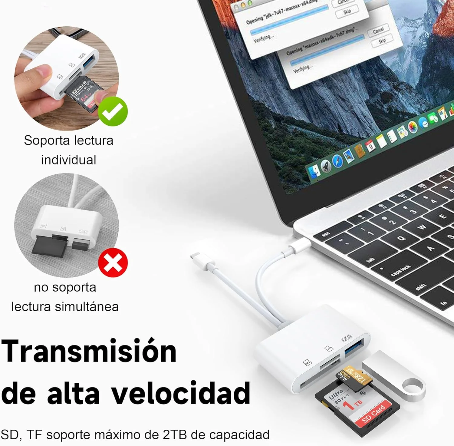 کارت خوان SD سه در یک DOKYW، آداپتور USB OTG و کارت خوان SD، USB A به لایتنینگ/Type-C، سازگار با iPhone/iPad، USB C و سایر دستگاه های تلفن همراه، سفید کارت خوان SD سه در یک DOKYW، آداپتور USB OTG و کارت خوان SD، USB A به لایتنینگ/Type-C، سازگار با iPhone/iPad، USB C و سایر دستگاه های تلفن همراه، سفید