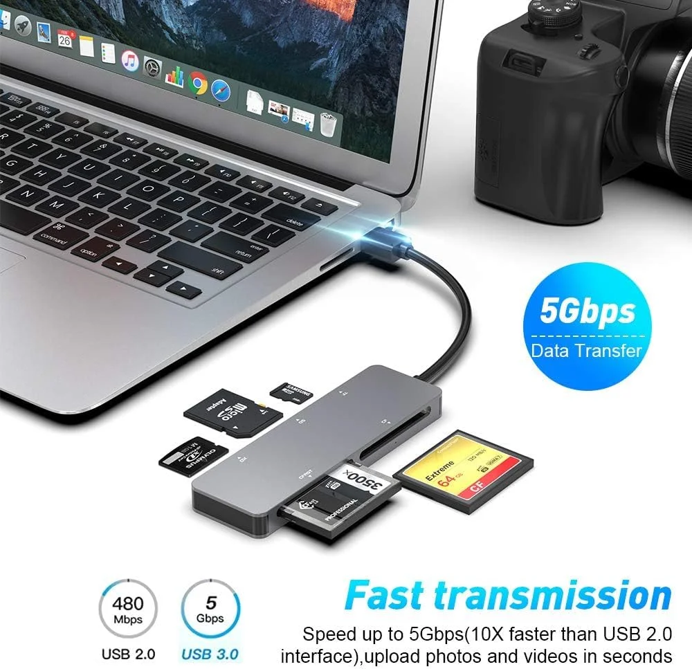کارت خوان CFast اکسفور، کارت خوان USB 3.0 USB C CFast 2.0، آداپتور کارت حافظه آلومینیومی 5 گیگابیت بر ثانیه برای کارت های SanDisk، Lexar، Transcend، Sony، خواندن 5 کارت مناسب برای کارت های CFast/CF/SD/TF/XD کارت خوان CFast اکسفور، کارت خوان USB 3.0 USB C CFast 2.0، آداپتور کارت حافظه آلومینیومی 5 گیگابیت بر ثانیه برای کارت های SanDisk، Lexar، Transcend، Sony، خواندن 5 کارت مناسب برای کارت های CFast/CF/SD/TF/XD