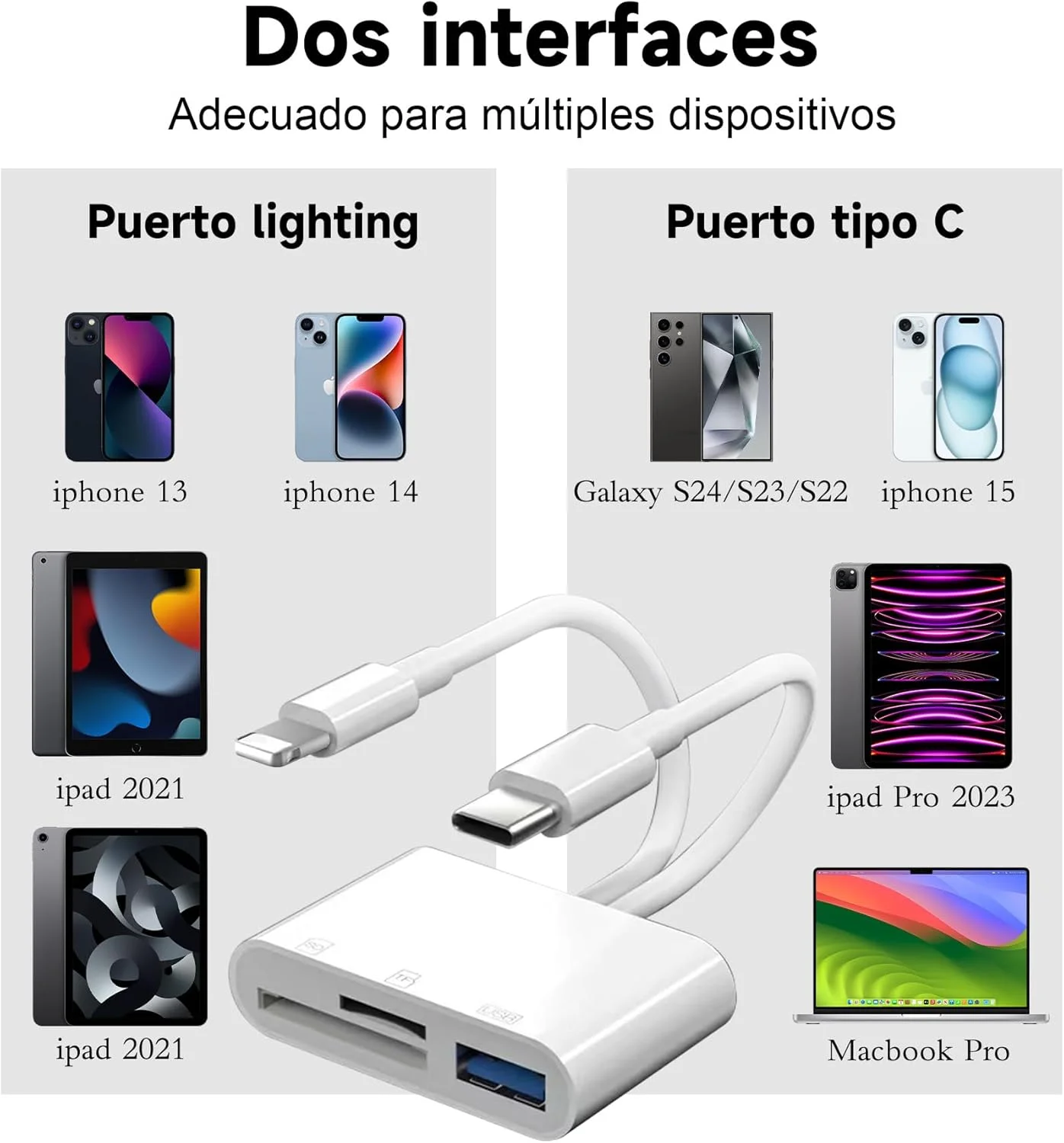 کارت خوان SD سه در یک DOKYW، آداپتور USB OTG و کارت خوان SD، USB A به لایتنینگ/Type-C، سازگار با iPhone/iPad، USB C و سایر دستگاه های تلفن همراه، سفید کارت خوان SD سه در یک DOKYW، آداپتور USB OTG و کارت خوان SD، USB A به لایتنینگ/Type-C، سازگار با iPhone/iPad، USB C و سایر دستگاه های تلفن همراه، سفید