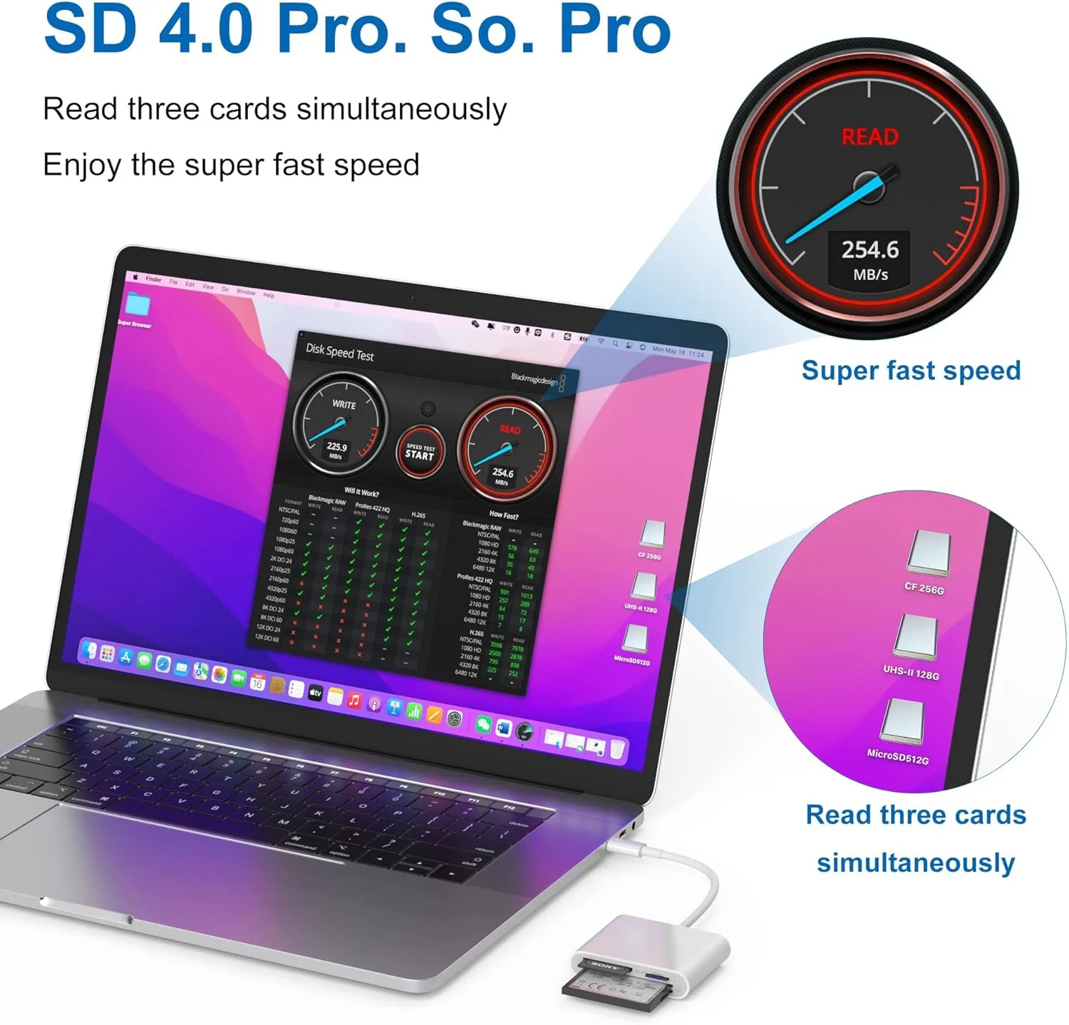 کارت خوان حافظه اکسفور 3 در 1 USB 3.0، آداپتور کارت حافظه 3 اسلاته برای دستگاه Type-C، پشتیبانی از کارت حافظه Micro SD، سازگار با MacBook Pro، iPad Pro، Android Windows