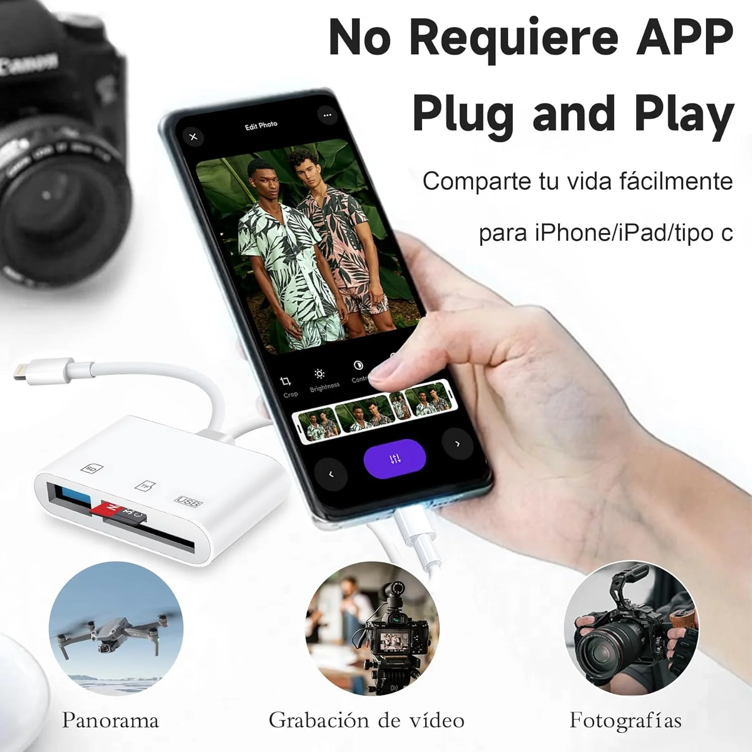 کارت خوان SD سه در یک DOKYW، آداپتور USB OTG و کارت خوان SD، USB A به لایتنینگ/Type-C، سازگار با iPhone/iPad، USB C و سایر دستگاه های تلفن همراه، سفید کارت خوان SD سه در یک DOKYW، آداپتور USB OTG و کارت خوان SD، USB A به لایتنینگ/Type-C، سازگار با iPhone/iPad، USB C و سایر دستگاه های تلفن همراه، سفید